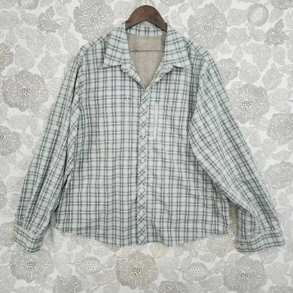Eddie Bauer Mens Large Plaid Long Sleeve Button-Down Shirt  Oudoor - Picture 1 of 8